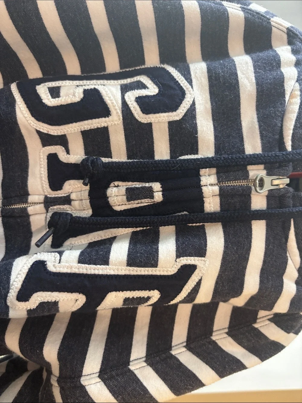 GAP Kids Striped Hoodie Jacket in Navy and Cream